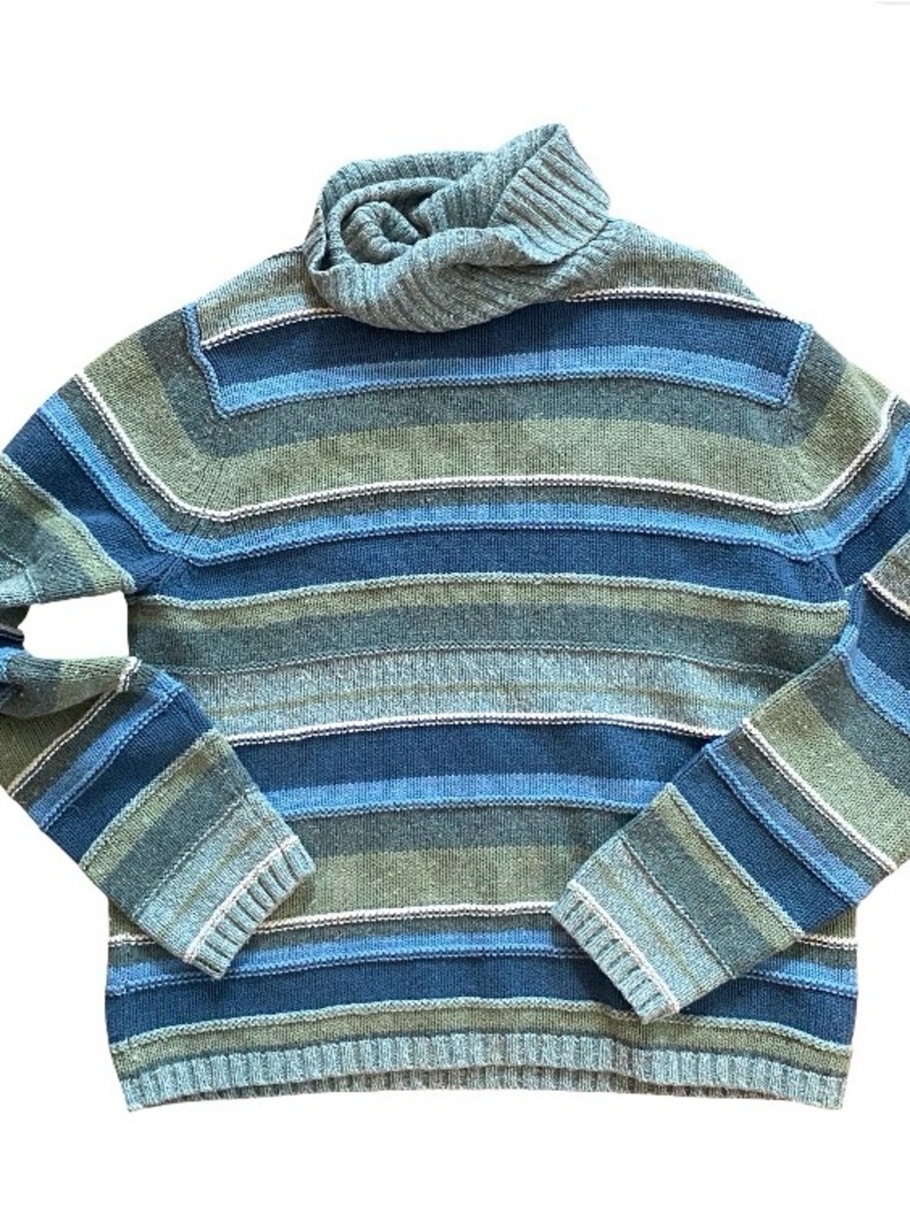 Vintage Eddie Bauer wool cotton blend striped turtleneck sweater size medium